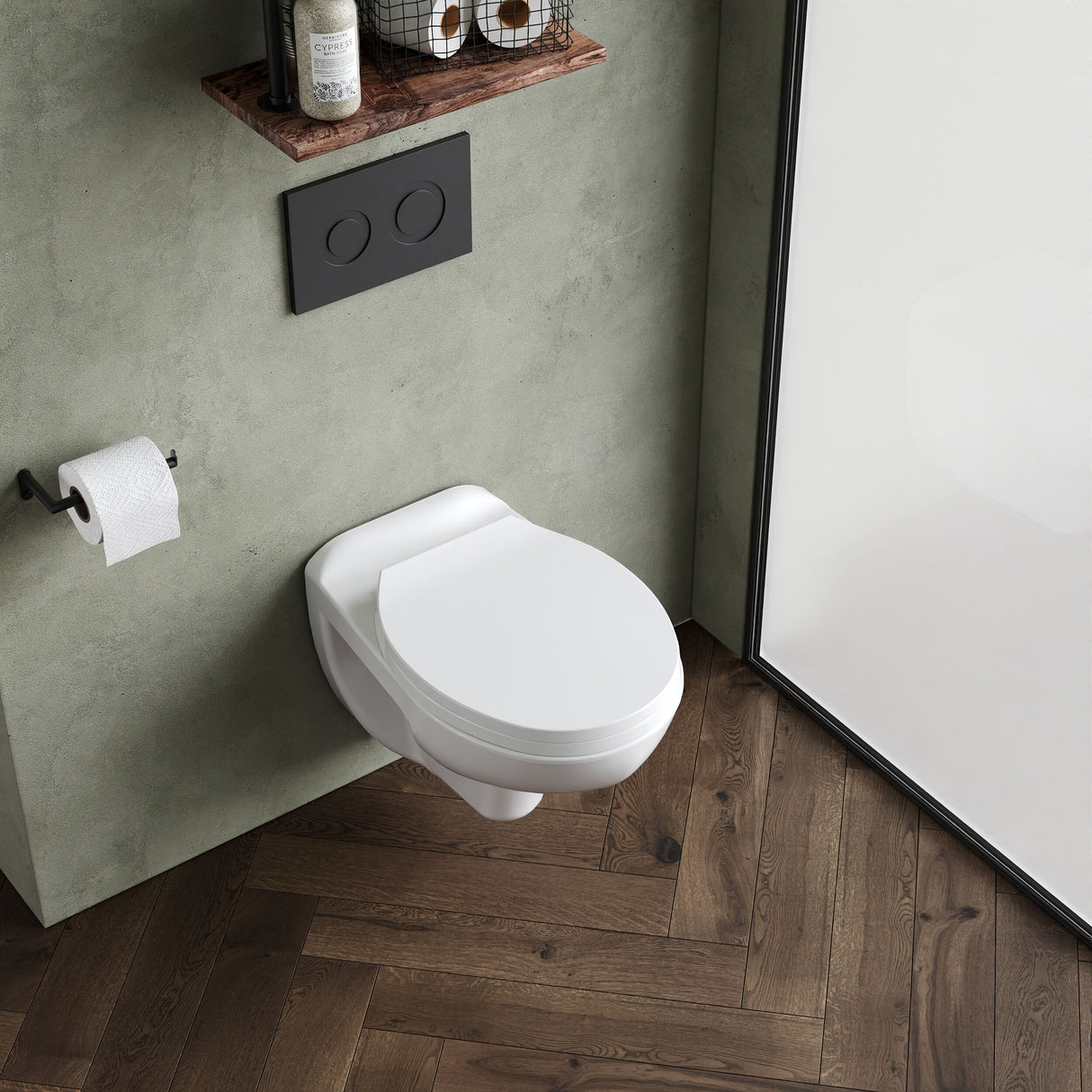 [BCAD140P] Balterley Adley Modern Bathroom Wall Hung Toilet Pan 390mm x 355mm - White - Lifestyle 2