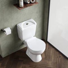 [BCAD150] Anslow Compact Close-Coupled Toilet & Cistern with Standard Seat - White Ceramic, 748 x 382mm - Lifestyle 2