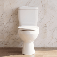 [BCAD150] Anslow Compact Close-Coupled Toilet & Cistern with Standard Seat - White Ceramic, 748 x 382mm - Silo