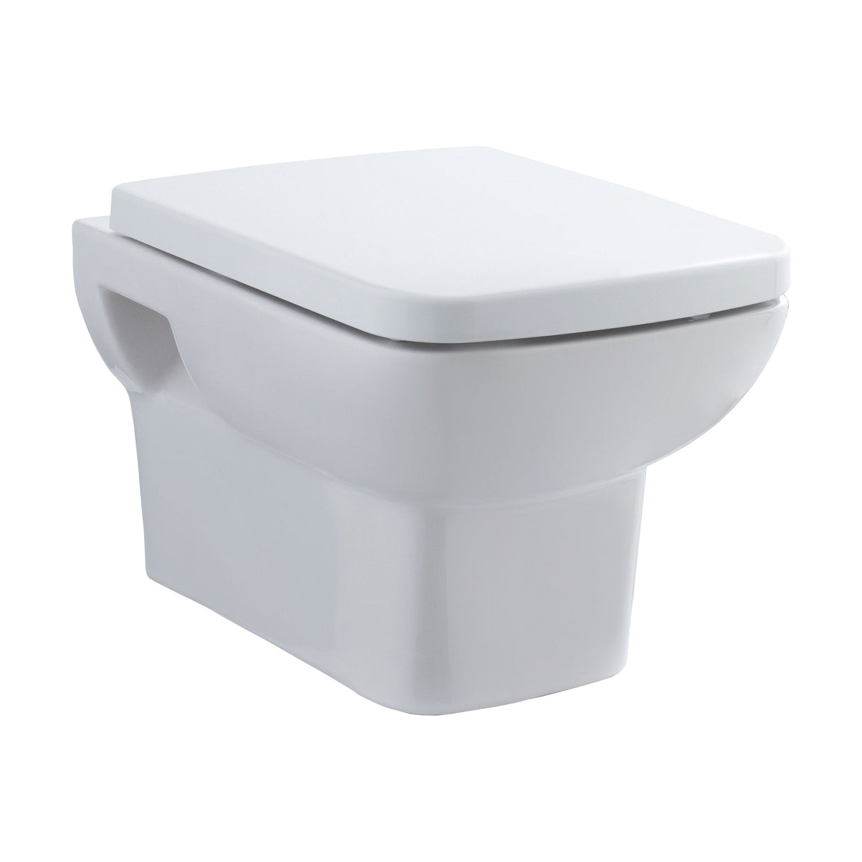 [BCAL005] Meaford Contemporary Square Wall Hung Toilet Pan and Soft Close Seat, 420 x 350 x 525mm - Cutout