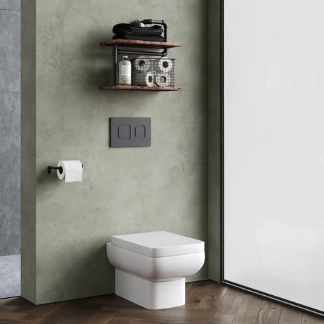 Meaford Contemporary Square Wall Hung Toilet Pan and Soft Close Seat, 420 x 350 x 525mm