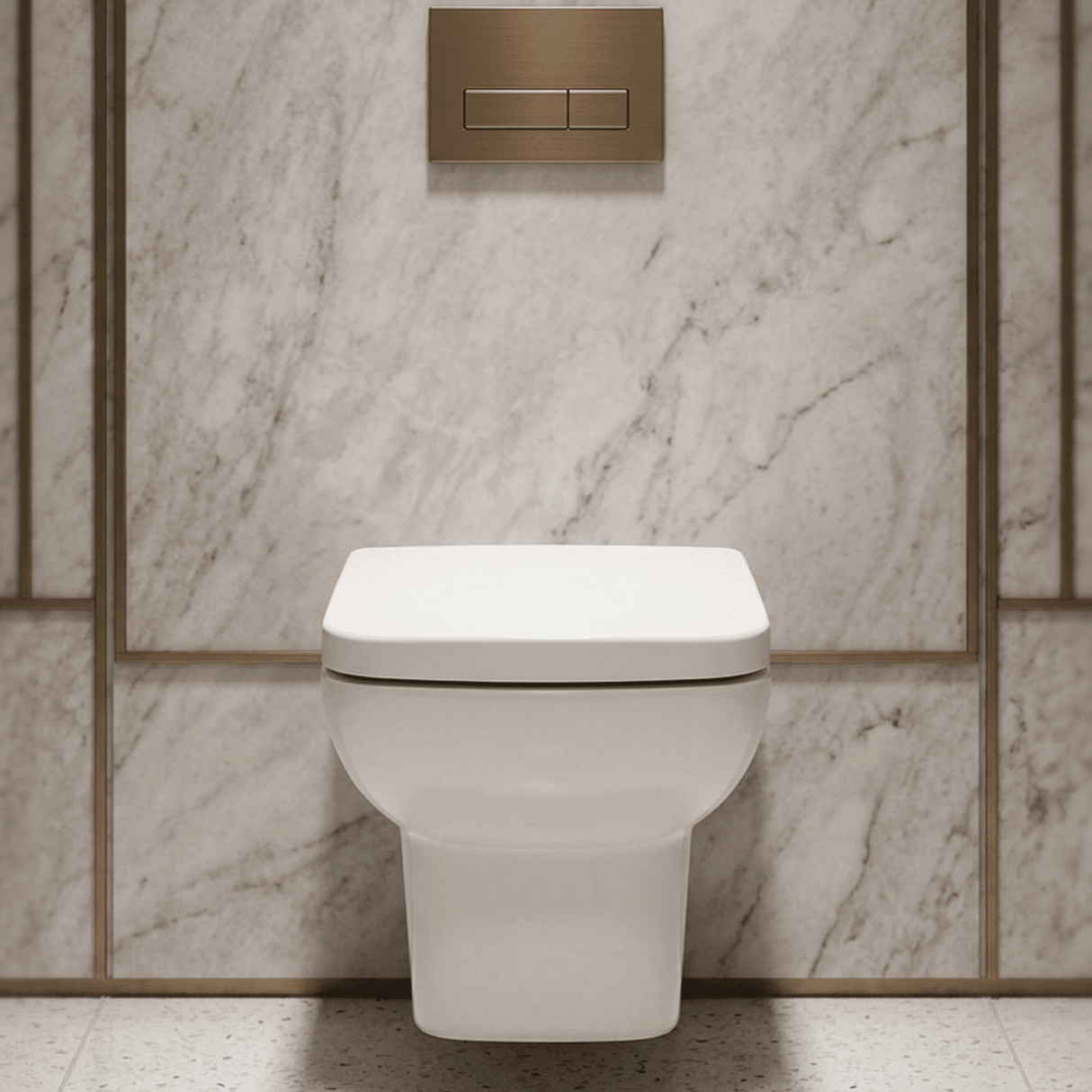 [BCAL005] Meaford Contemporary Square Wall Hung Toilet Pan and Soft Close Seat, 420 x 350 x 525mm - Silo