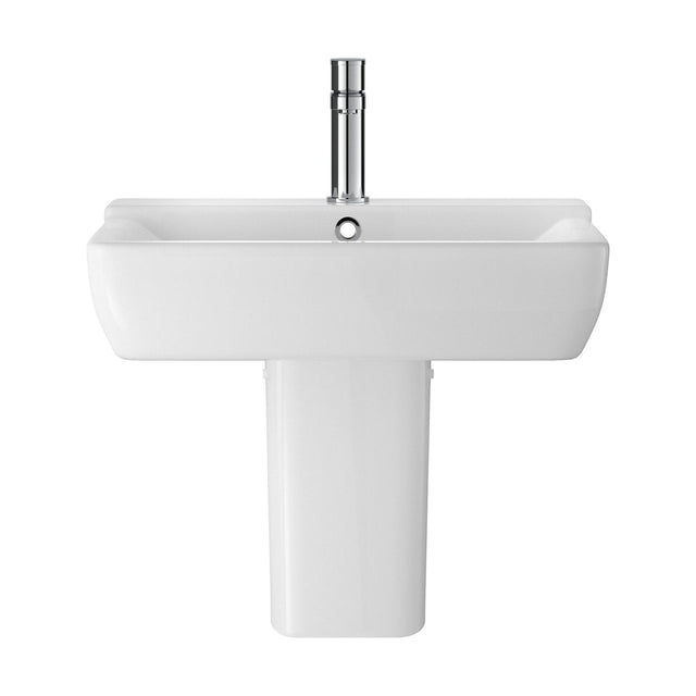[BCAL026] Meaford Contemporary Square 1 Tap Hole Ceramic Bathroom Sink and Semi Pedestal, 445 x 550 x 450mm - Cutout