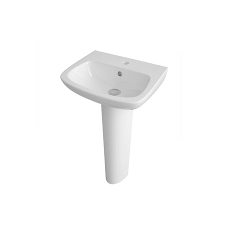 [BCAM021] Soft Square Contemporary 1 Tap Hole Ceramic Basin and Pedestal, Choice of Basin Size - Cutout