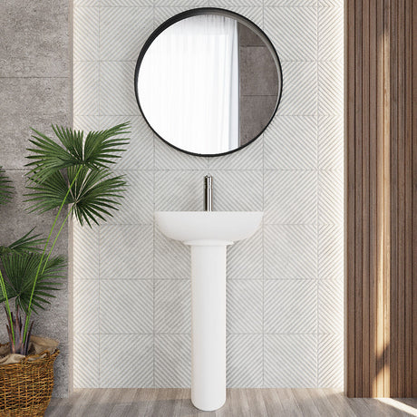 [BCAM021] Soft Square Contemporary 1 Tap Hole Ceramic Basin and Pedestal, Choice of Basin Size - Lifestyle 1