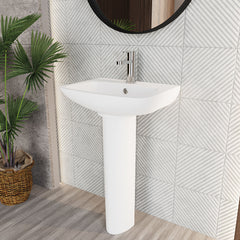 [BCAM022] Soft Square Contemporary 1 Tap Hole Ceramic Basin and Pedestal, Choice of Basin Size - Lifestyle 3