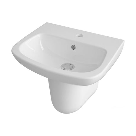 [BCAM024] Soft Square Contemporary 1 Tap Hole Ceramic Basin and Semi Pedestal, Choice of Basin Size - Cutout