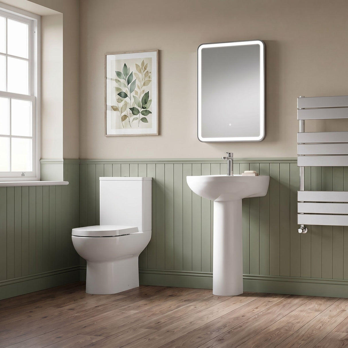 [BCAZ006] Morridge Contemporary Round Compact Rimless Toilet Pan and Cistern - 800 x 375 x 620mm - Lifestyle 1