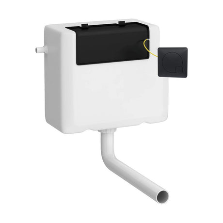[BCC8M02] Balterley Universal Water Saving Dual Flush Side Inlet with Square Flush Plate - Matt Black/White - Cutout