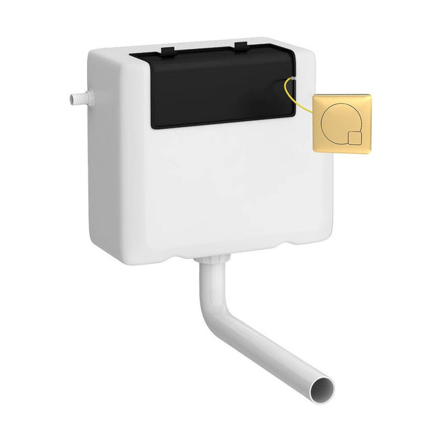 [BCC8M03] Balterley Universal Water Saving Dual Flush Side Inlet with Square Flush Plate - Brushed Brass/White - Cutout