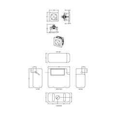 [BCC8M03] Balterley Universal Water Saving Dual Flush Side Inlet with Square Flush Plate - Brushed Brass/White - Technical Drawing