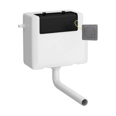 [BCC8M04] Balterley Universal Water Saving Dual Flush Side Inlet with Square Push Button - Brushed Pewter/White - Cutout