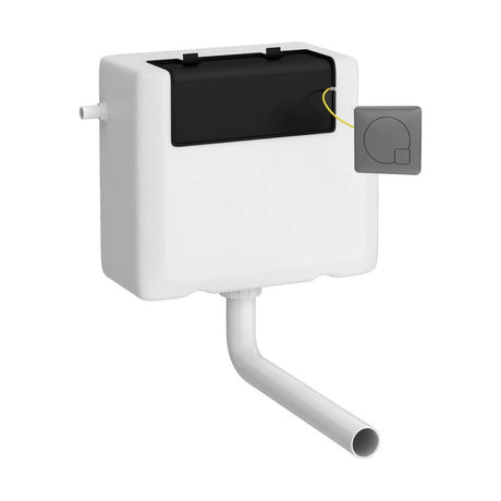 [BCC8M04] Balterley Universal Water Saving Dual Flush Side Inlet with Square Push Button - Brushed Pewter/White - Cutout