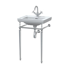 [BCCL502] Traditional 1 Tap Hole Fireclay Basin with Luxury Wash Stand & Bottle Trap  - 500mm - Chrome - Cutout