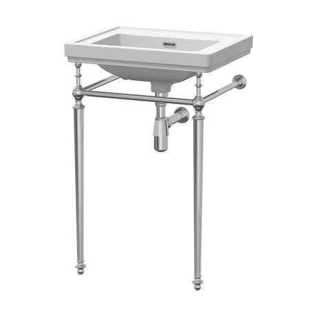 [BCCL512] Traditional 0 Tap Hole Fireclay Basin with Luxury Wash Stand & Bottle Trap  - 500mm - Chrome - Cutout