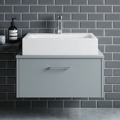 [BCCT002] Balterley Modern Bathroom Rectangular Vessel Basin for Countertop Use, White Vitreous China, Contemporary Design, 460 mm - Silo