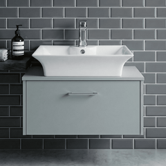 [BCCT005] Balterley Modern Bathroom Rectangular Vessel Basin for Countertop, White Vitreous China, Contemporary Design, 496 mm - Silo