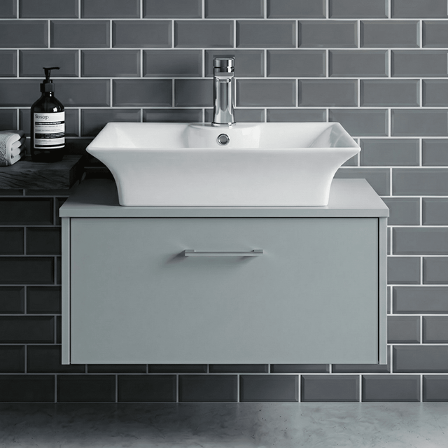 [BCCT005] Balterley Modern Bathroom Rectangular Vessel Basin for Countertop, White Vitreous China, Contemporary Design, 496 mm - Silo