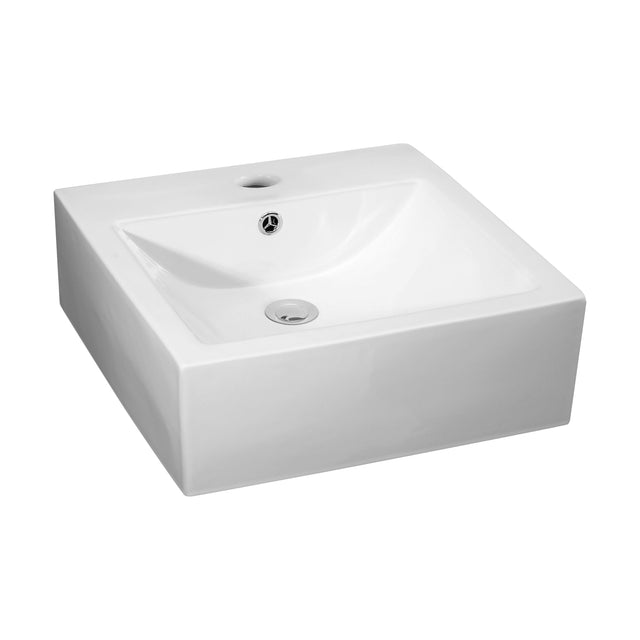 [BCCT102] Balterley Modern Bathroom Square Vessel Basin for Countertop Use, White Vitreous China, Contemporary Design, 470 mm - Cutout