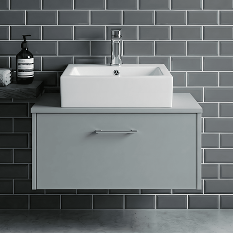 [BCCT102] Balterley Modern Bathroom Square Vessel Basin for Countertop Use, White Vitreous China, Contemporary Design, 470 mm - Silo