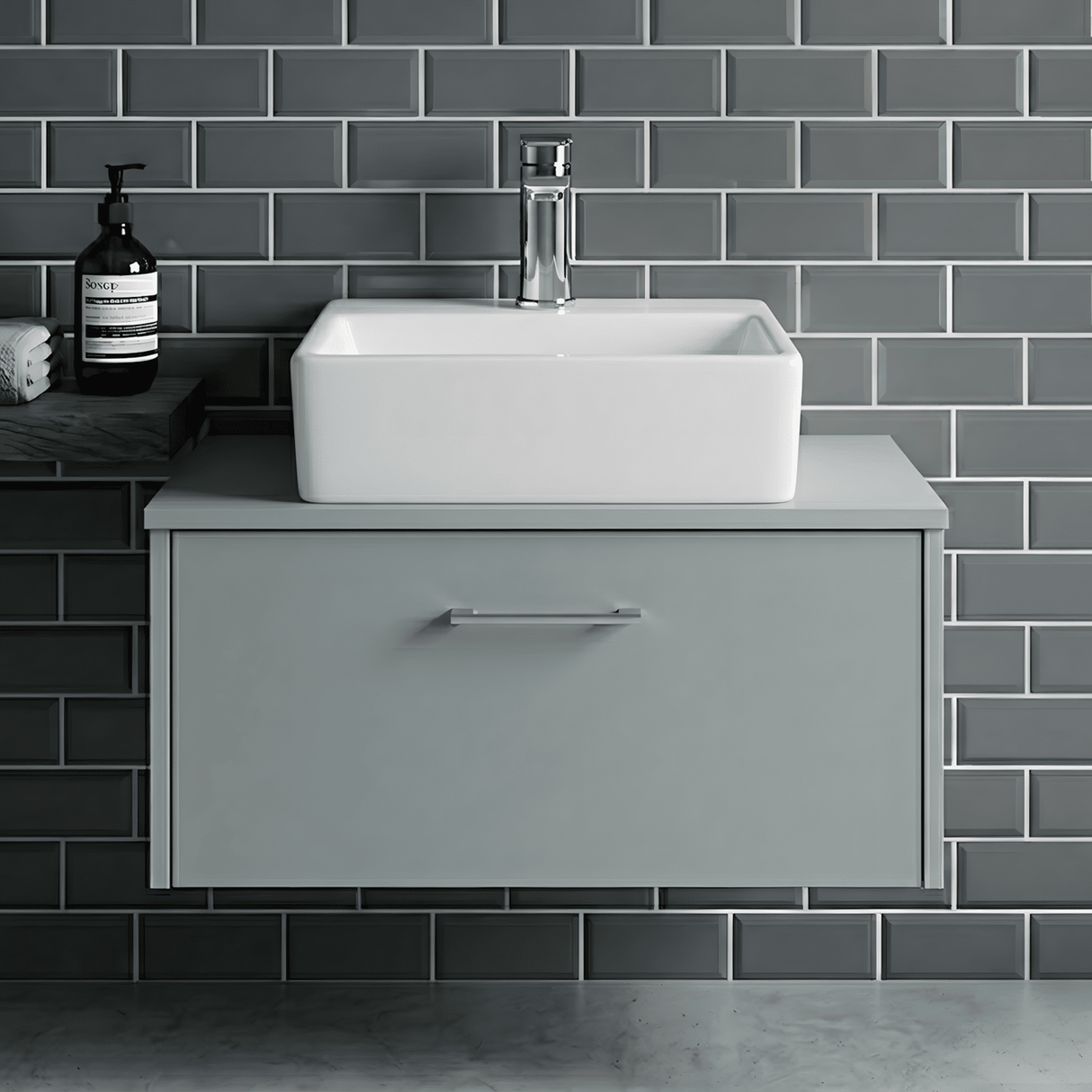 [BCCT106] Balterley Modern Bathroom Rectangular Vessel Basin for Countertop Use, White Vitreous China, Contemporary Design, 335 mm - Silo