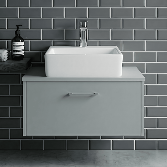 [BCCT106] Balterley Modern Bathroom Rectangular Vessel Basin for Countertop Use, White Vitreous China, Contemporary Design, 335 mm - Silo