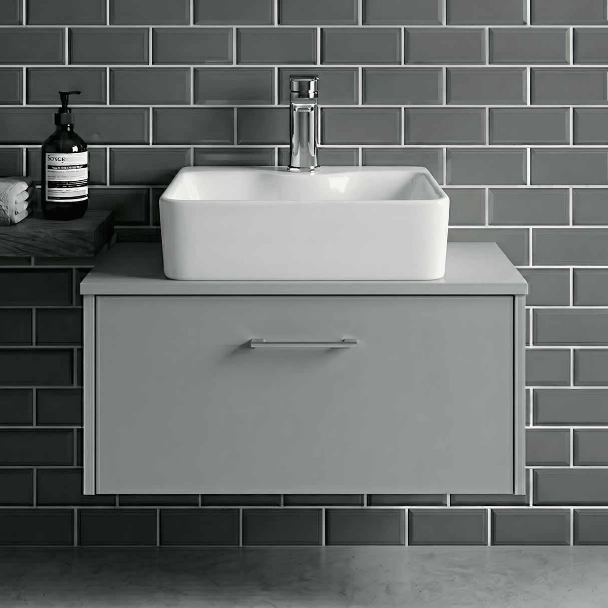 [BCCT119] Balterley Modern Bathroom Rectangular Soft Square Vessel Basin for Countertop Use, White Vitreous China, 485 mm - Silo