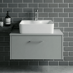 [BCCT119] Balterley Modern Bathroom Rectangular Soft Square Vessel Basin for Countertop Use, White Vitreous China, 485 mm - Silo