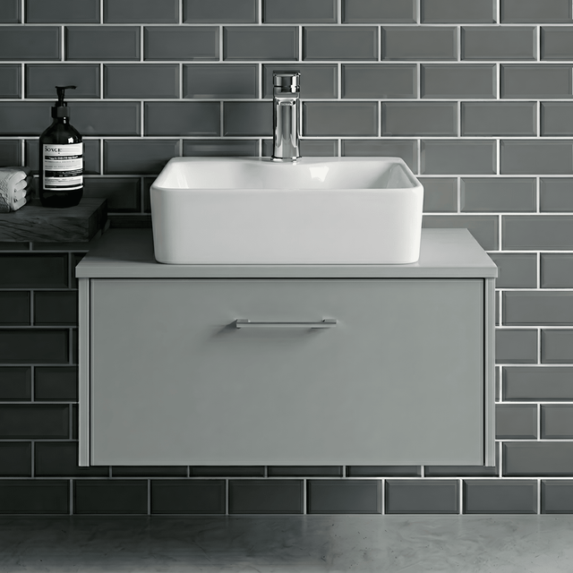 [BCCT119] Balterley Modern Bathroom Rectangular Soft Square Vessel Basin for Countertop Use, White Vitreous China, 485 mm - Silo
