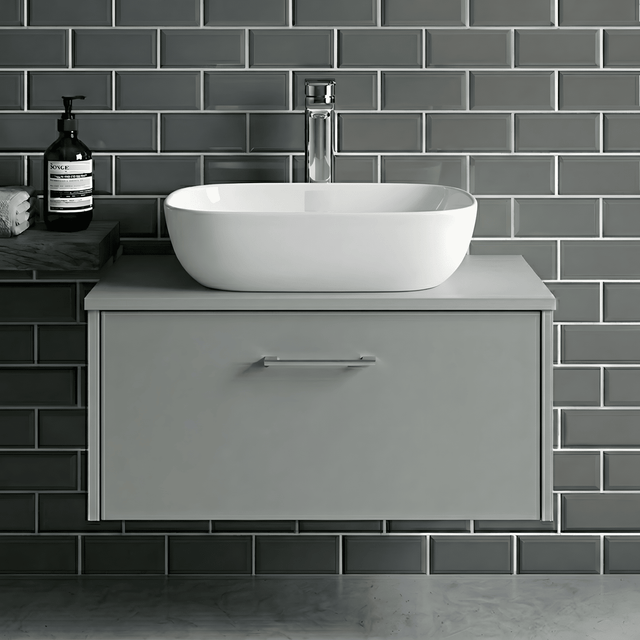 [BCCT158] Contemporary Soft Rectangular Countertop Basin - Gloss White Ceramic Vessel Without Overflow - Silo