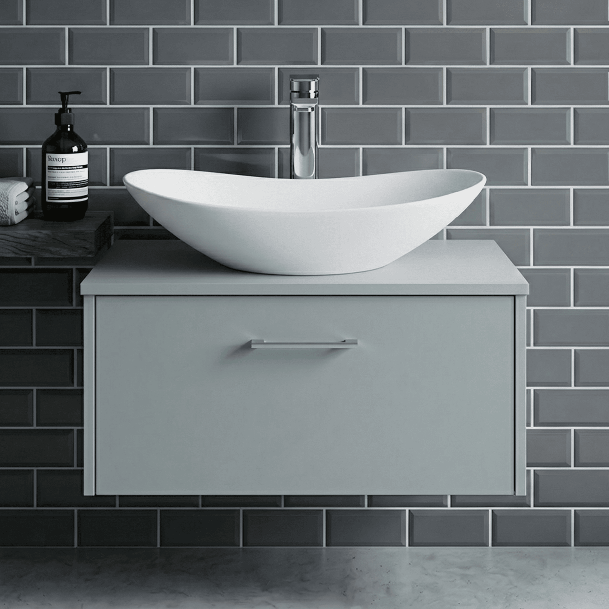[BCCT159] Balterley Modern Bathroom Oval Vessel Basin for Countertop Use, White Vitreous China, Contemporary Design, 615 mm - Silo