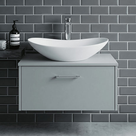 [BCCT159] Balterley Modern Bathroom Oval Vessel Basin for Countertop Use, White Vitreous China, Contemporary Design, 615 mm - Silo