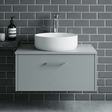 [BCCT162] Contemporary 350mm Round Countertop Basin - Gloss White Ceramic Vessel Without Overflow - Silo
