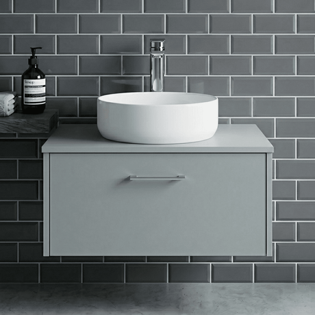 [BCCT162] Contemporary 350mm Round Countertop Basin - Gloss White Ceramic Vessel Without Overflow - Silo