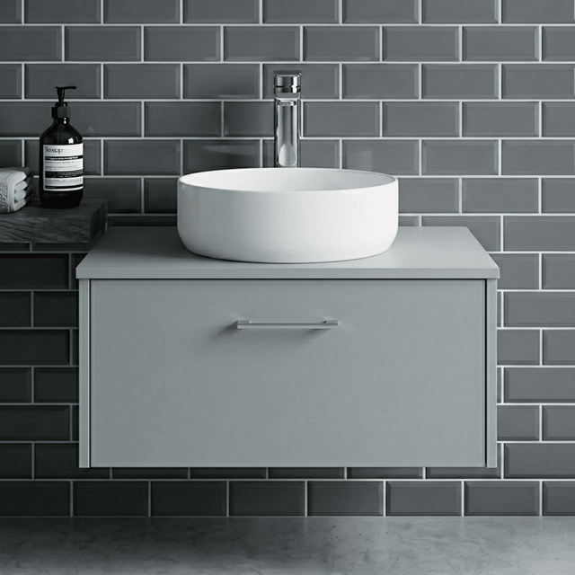 [BCCT162] Contemporary 350mm Round Countertop Basin - Gloss White Ceramic Vessel Without Overflow - Silo