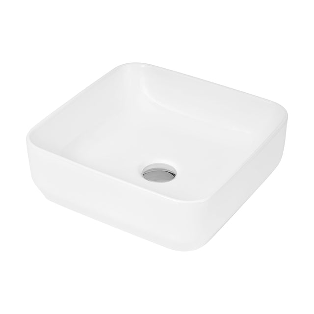 [BCCT163] Balterley Modern Bathroom Square Vessel Basin for Countertop, White Vitreous China, Contemporary Style, 365 mm - Cutout