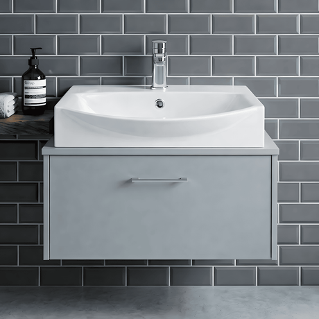 [BCCT164] Balterley Modern Bathroom Wall Hung Vessel Basin, White Vitreous China, Soft Square Design, Contemporary Style, 500 mm - Silo