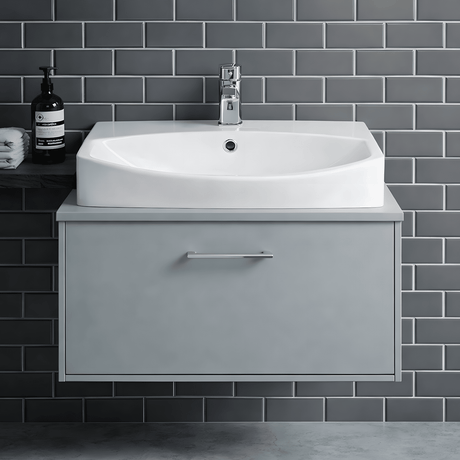 [BCCT165] Balterley Modern Bathroom Wall Hung Vessel Basin, Soft Square Design, Contemporary Style, White, 600 mm - Silo