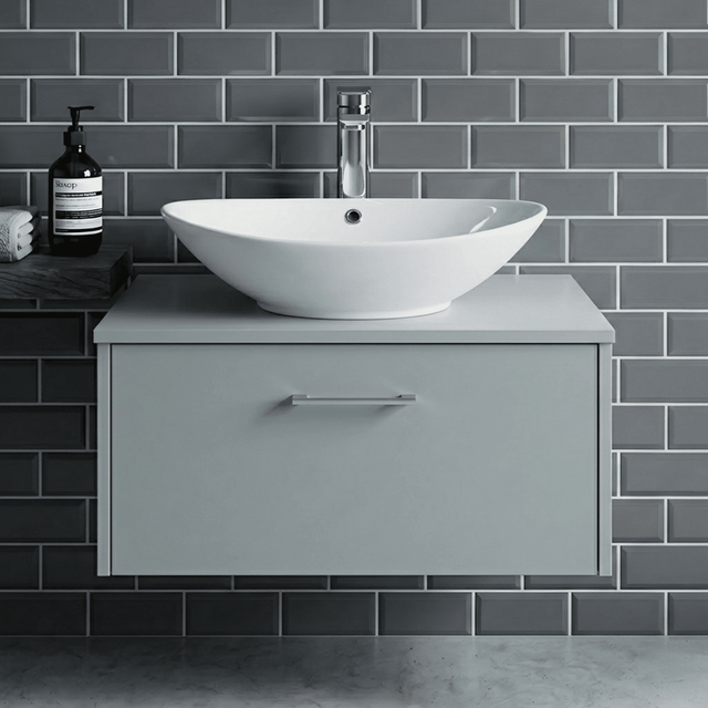[BCCT166] Balterley Modern Bathroom Countertop Vessel Basin, Round, Contemporary Style, White, 588 x 390 x 195 mm - Silo