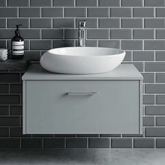[BCCT168] Balterley Oval Bathroom Countertop Basin, White, Contemporary Style, Sleek Rounded Design, 490 mm - Silo