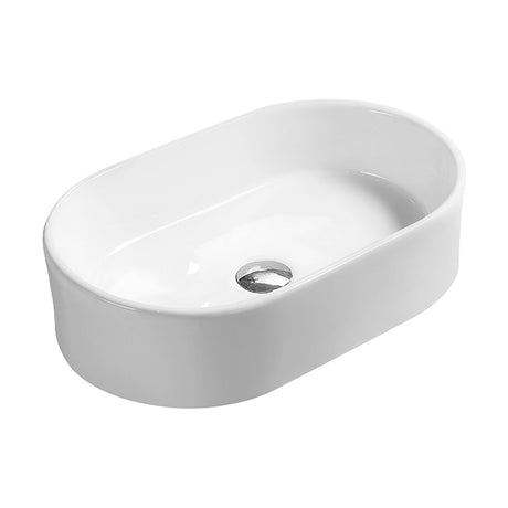 [BCCT169] Contemporary Oval Countertop Basin - Gloss White Ceramic Vessel Without Overflow - Cutout