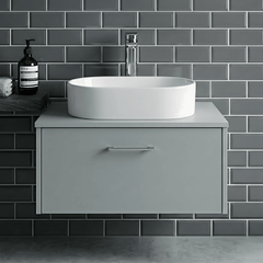[BCCT169] Contemporary Oval Countertop Basin - Gloss White Ceramic Vessel Without Overflow - Silo