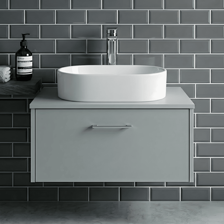 [BCCT169] Contemporary Oval Countertop Basin - Gloss White Ceramic Vessel Without Overflow - Silo