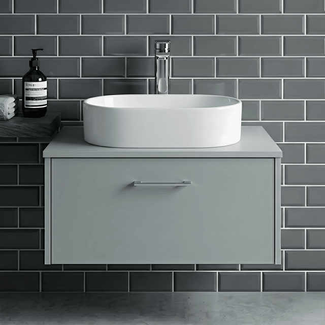 [BCCT169] Contemporary Oval Countertop Basin - Gloss White Ceramic Vessel Without Overflow - Silo