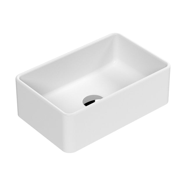 [BCCT279] Balterley Nova Rectangular Countertop Vessel Basin for Modern Bathroom Vanity, Vitreous China, Matt White, 365 mm - Cutout