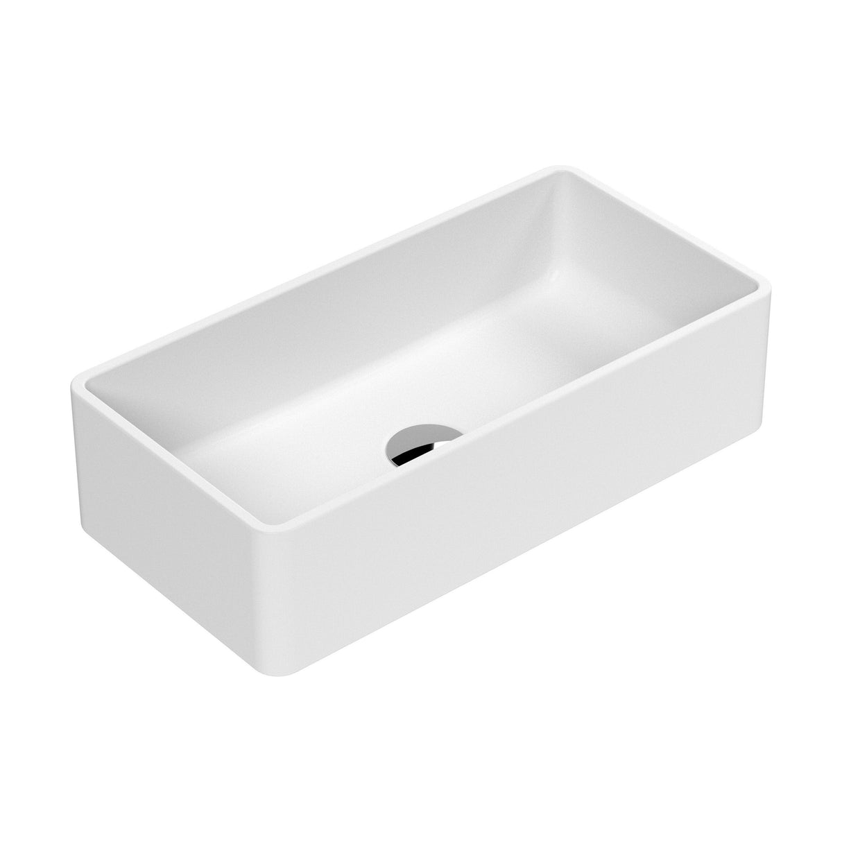 [BCCT280] Balterley Nova Rectangular Countertop Vessel Basin for Modern Bathroom Vanity, Vitreous China, Matt White, 465 mm - Cutout