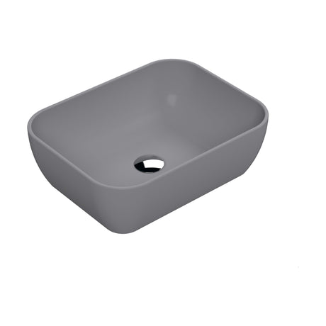 [BCCT358] Balterley Nova Soft Square Countertop Vessel Basin for Modern Bathroom Vanity, Vitreous China, Matt Grey, 455 mm - Cutout