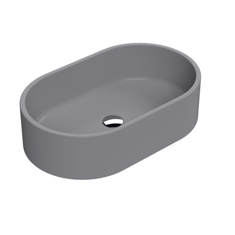 [BCCT369] Balterley Nova Oval Countertop Vessel Basin for Bathroom & Cloakroom, Ceramic Fireclay, Matt Grey, 565 x 350 x 145 mm - Cutout