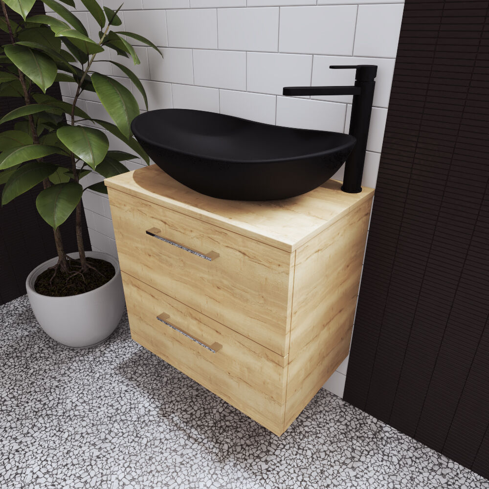 [BCCT459] Balterley Nova Oval Countertop Vessel Basin for Bathroom & Cloakroom, Durable Ceramic Fireclay, Matt Black, 615 x 360 x 155 mm - Lifestyle 3