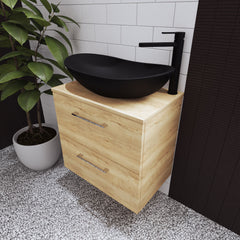 [BCCT459] Balterley Nova Oval Countertop Vessel Basin for Bathroom & Cloakroom, Durable Ceramic Fireclay, Matt Black, 615 x 360 x 155 mm - Lifestyle 3
